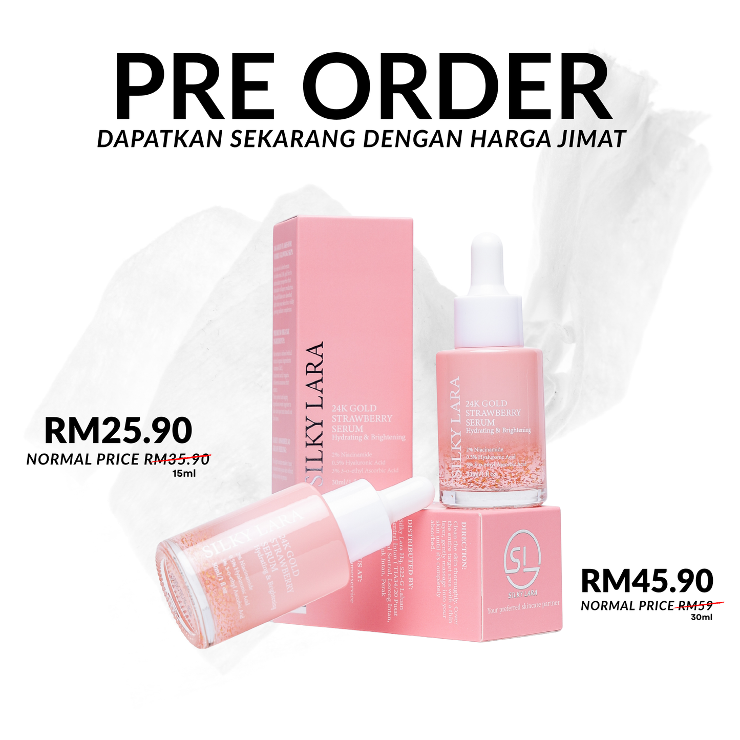 Pre Order Silky Lara Face Serum Strawberry (Niacinamide Hyaluronic)