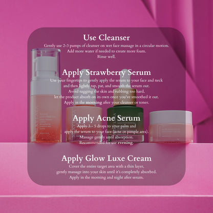 PRE ORDER SET TRAVEL/SET MINI (PENCUCI MUKA 30ML,SERUM MUKA 15ML, GLOW LUXE CREAM 20ML)