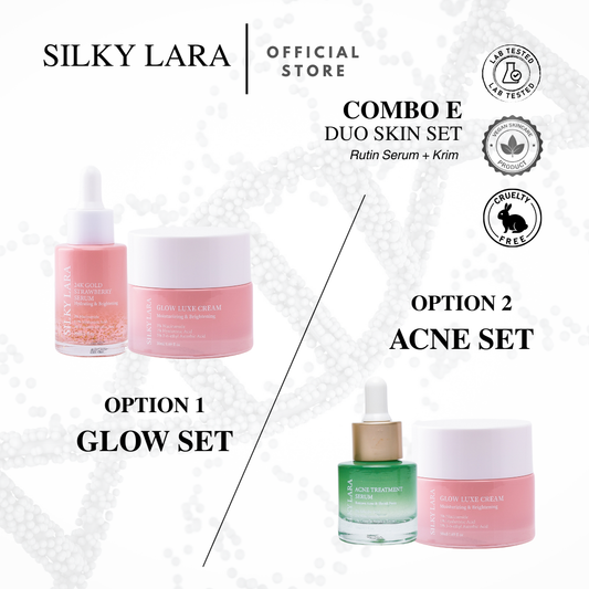 COMBO E:  DUO PENJAGAAN KULIT MELEMBAP & MENCERAHKAN  (SERUM MUKA 30ML, GLOW LUXE CREAM 50ML)