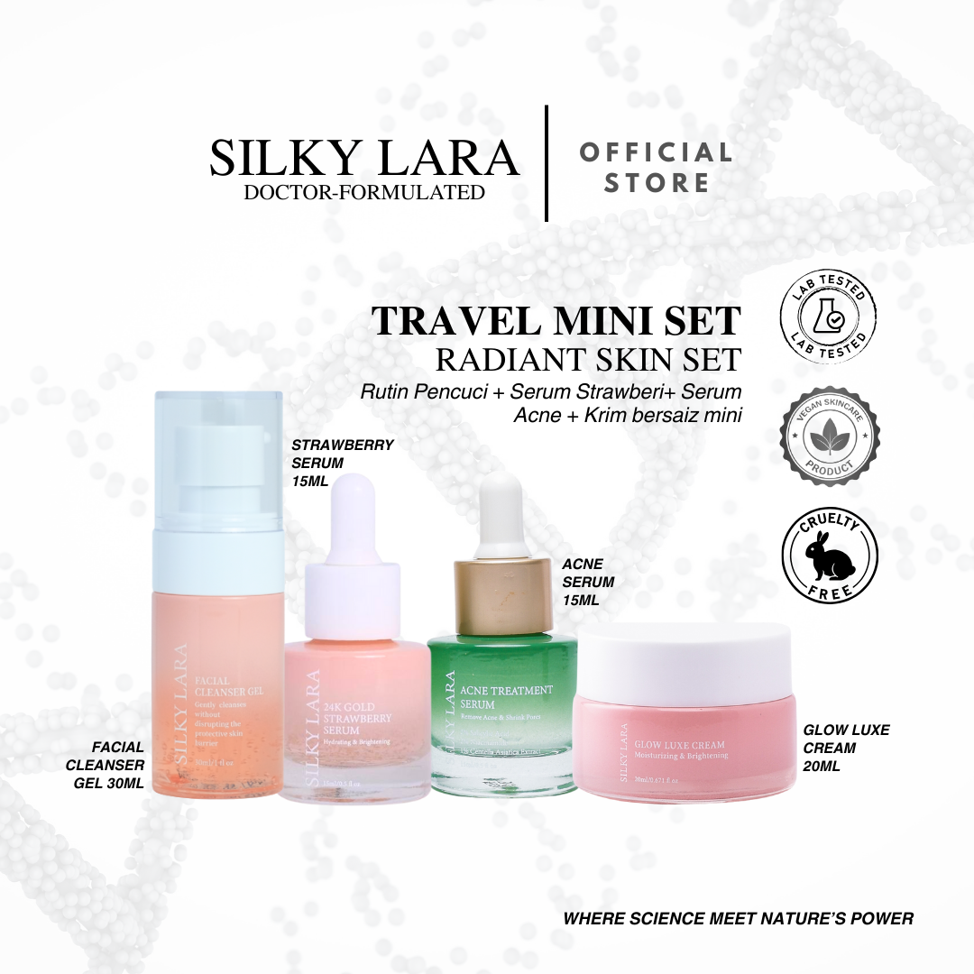 TRAVEL SET MINI (PENCUCI MUKA 30ML,SERUM MUKA 15ML, GLOW LUXE CREAM 20ML)