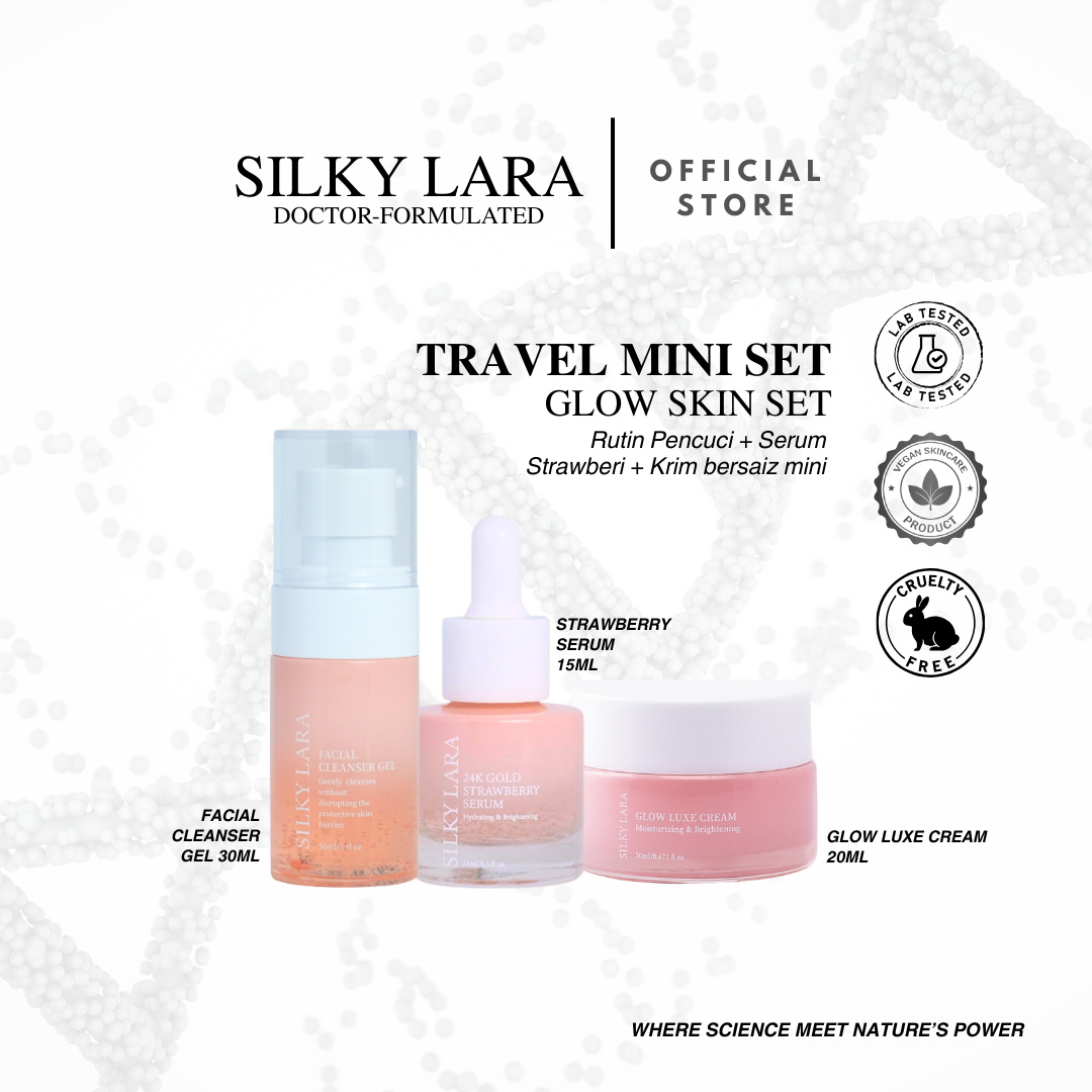 TRAVEL SET MINI (PENCUCI MUKA 30ML,SERUM MUKA 15ML, GLOW LUXE CREAM 20ML)