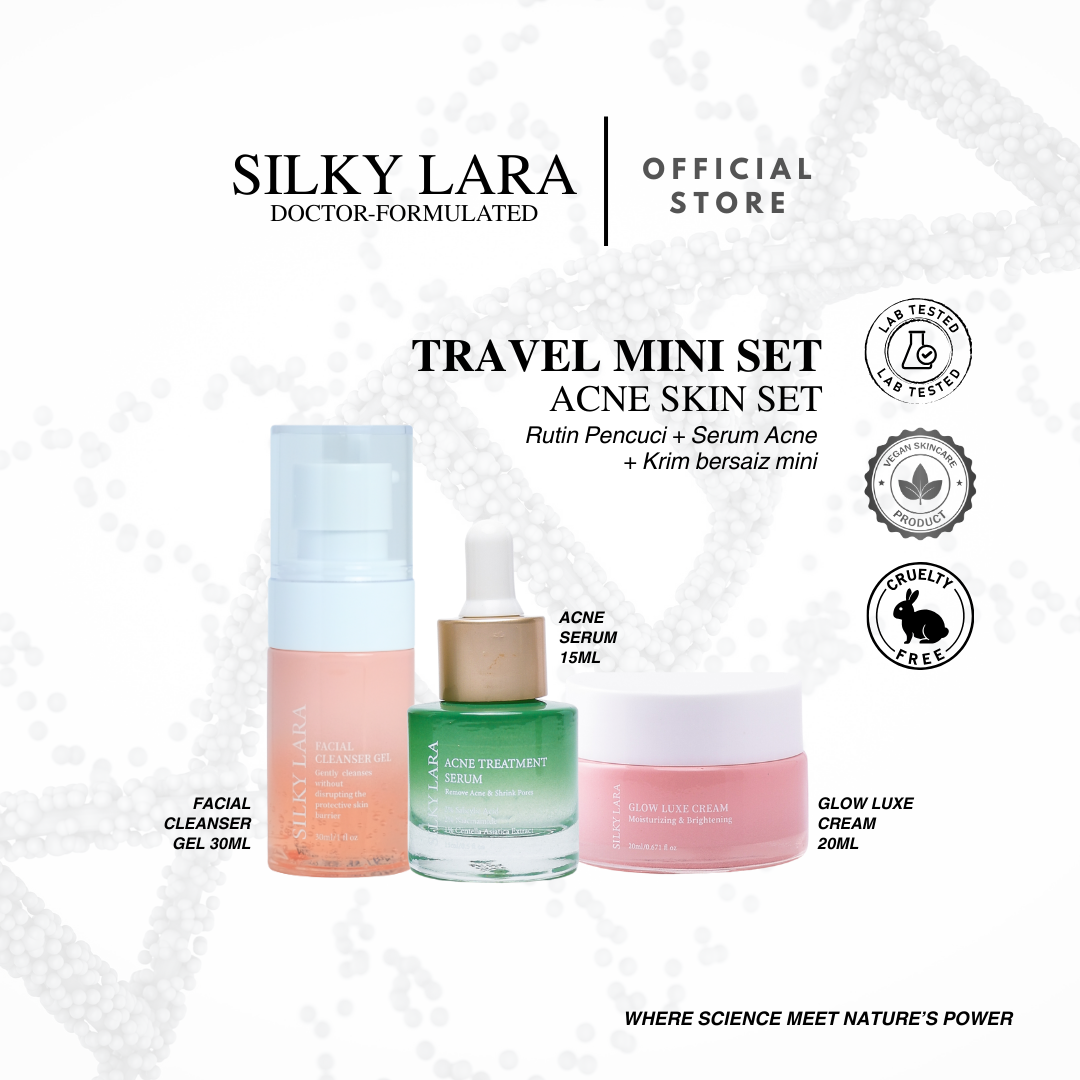 TRAVEL SET MINI (PENCUCI MUKA 30ML,SERUM MUKA 15ML, GLOW LUXE CREAM 20ML)