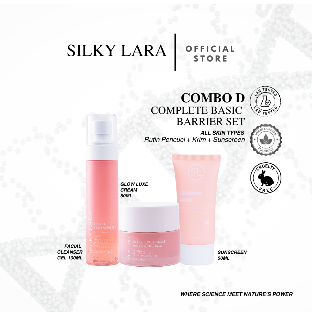 SILKY LARA COMBO D : MELEMBABKAN DAN MENCERAHKAN KULIT MUKA (MELINDUNGI KULIT MUKA DARI JERAGAT & BINTIK HITAM )
