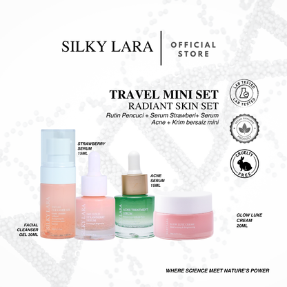 TRAVEL SET MINI (PENCUCI MUKA 30ML,SERUM MUKA 15ML, GLOW LUXE CREAM 20ML)