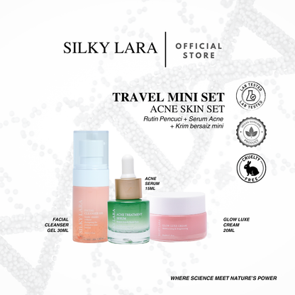 TRAVEL SET MINI (PENCUCI MUKA 30ML,SERUM MUKA 15ML, GLOW LUXE CREAM 20ML)