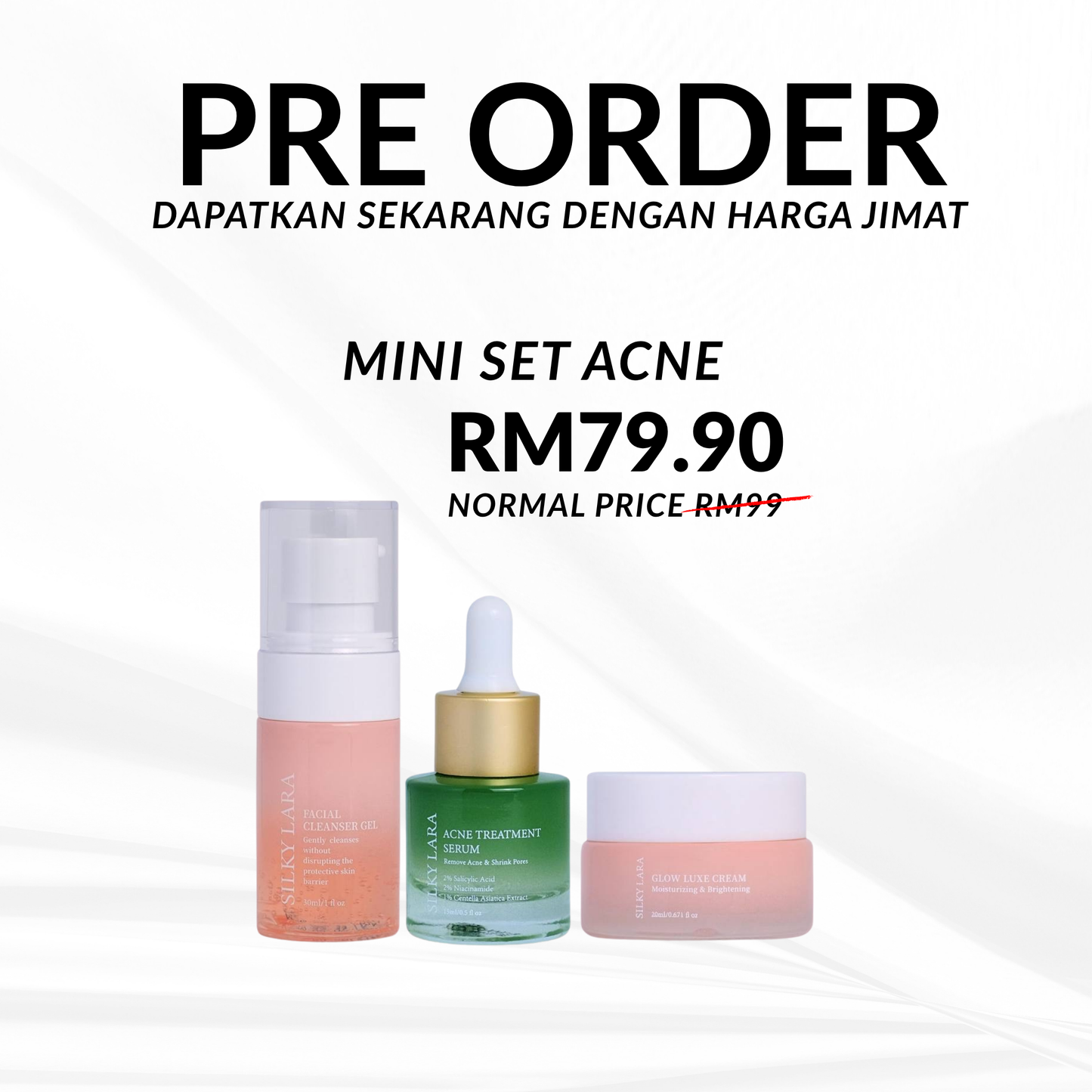 PRE ORDER SET TRAVEL/SET MINI (PENCUCI MUKA 30ML,SERUM MUKA 15ML, GLOW LUXE CREAM 20ML)