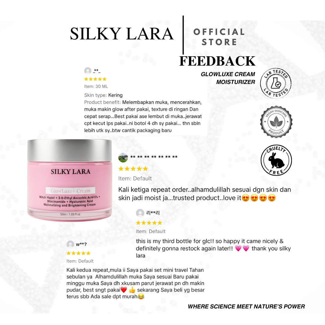 Silky Lara Glow Luxe Krim  Melembabkan & Mencerahkan