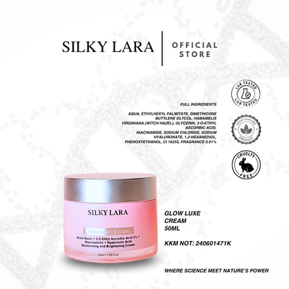 Silky Lara Glow Luxe Krim Pelembap Ringan &Mencerahankan Kulit Muka .