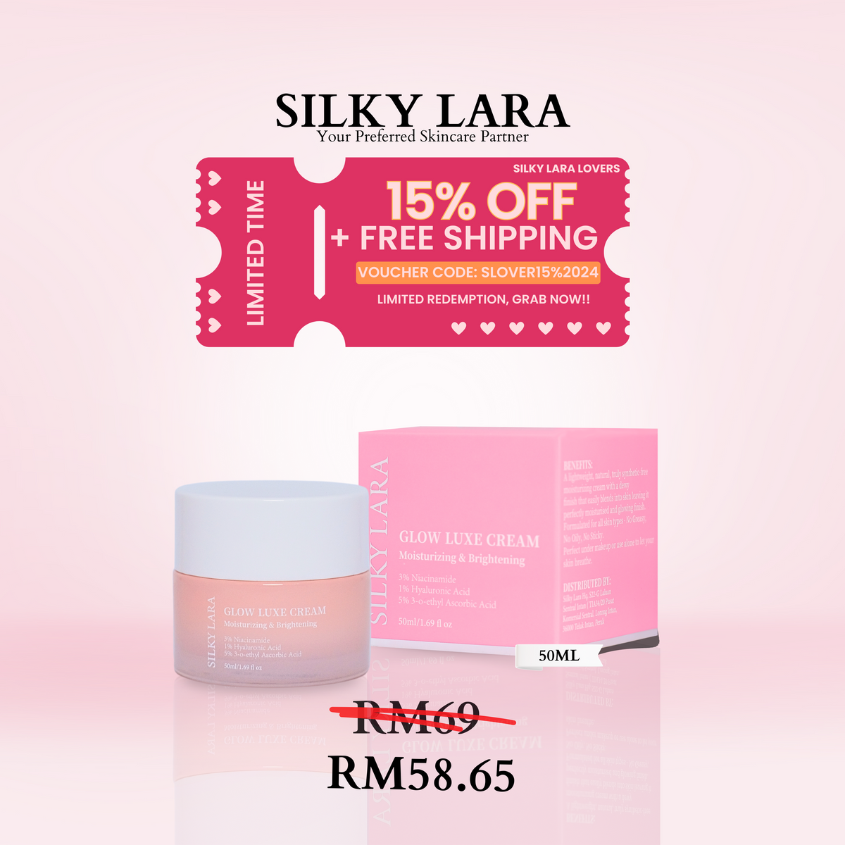 Silky Lara Glow Luxe Cream 50ML (MOISTURIZER)