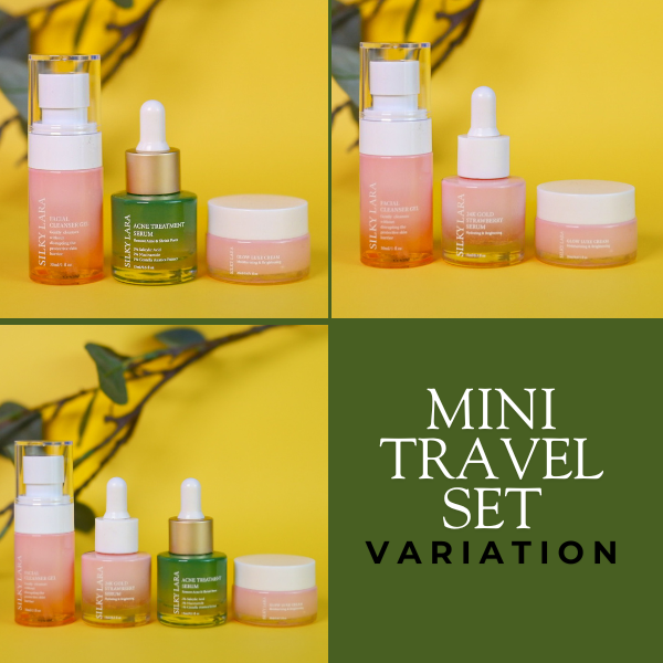 PRE ORDER SET TRAVEL/SET MINI (PENCUCI MUKA 30ML,SERUM MUKA 15ML, GLOW LUXE CREAM 20ML)