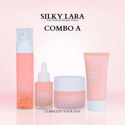 COMBO A + FREE BAG : COMPLETE YOUR DAY (FACIAL CLEANSER 80ML, FACE SERUM 30ML, GLOW LUXE CREAM 50ML, SUNSCREEN 50ML)